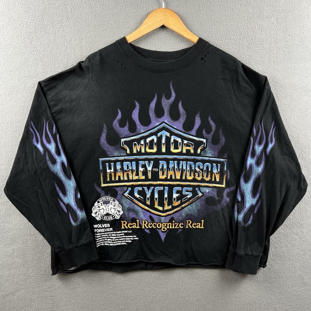 Harley Davidson Darc Sport Shirt Mens 3XL Chrome Sweet Chrome Flame Sleeves RARE